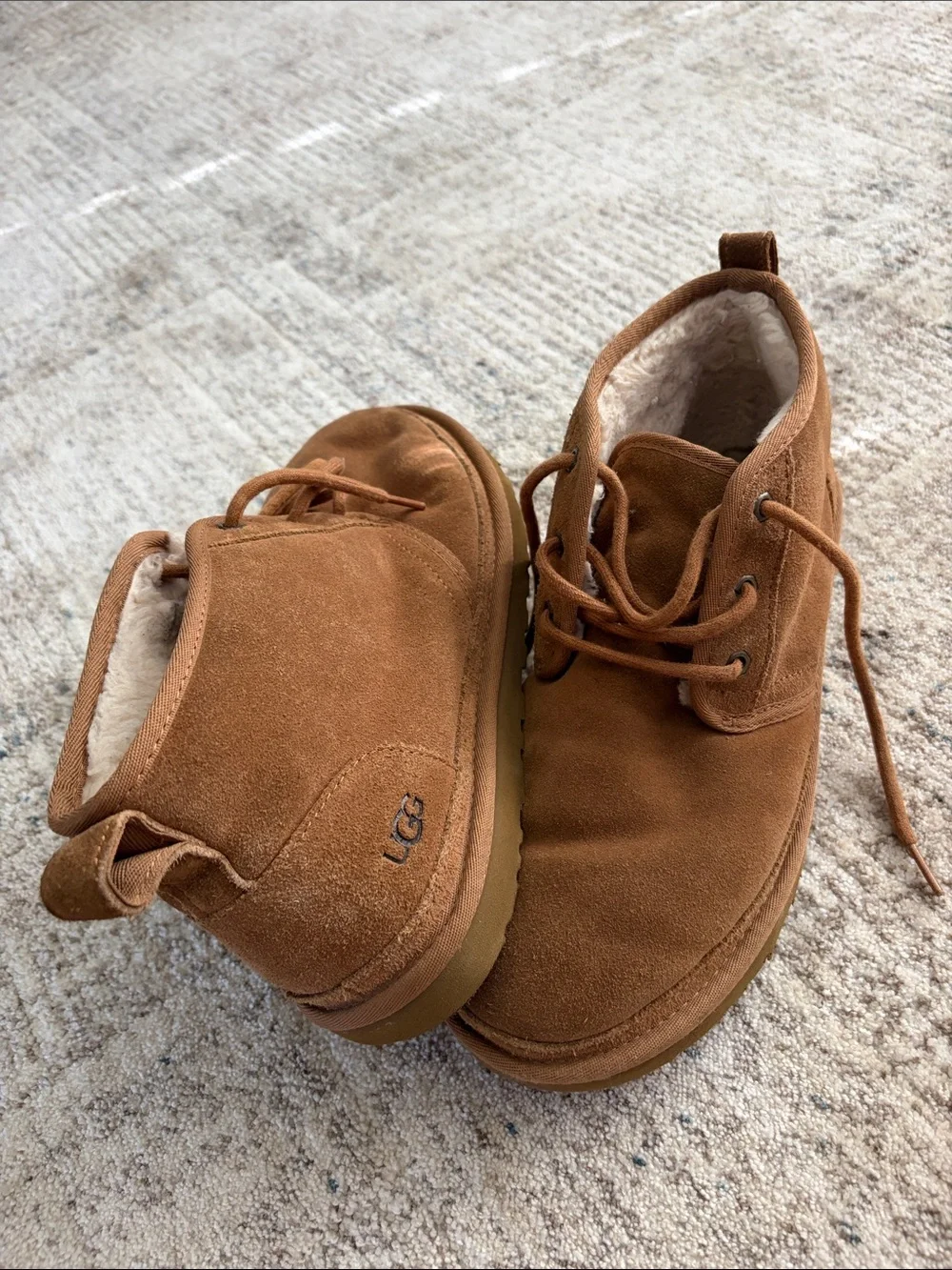 UGG Chestnut Brown Suede Lace-Up Shearling Shoe